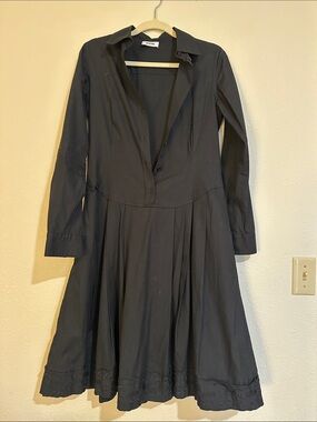 Moschino Black Long-Sleeve Button-Front Fit & Flare Dress